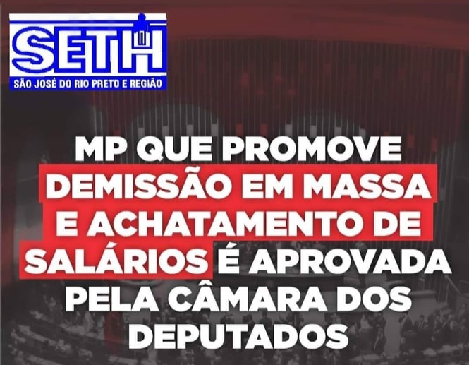 Câmara dos Deputados aprova MP contra os trabalhadores