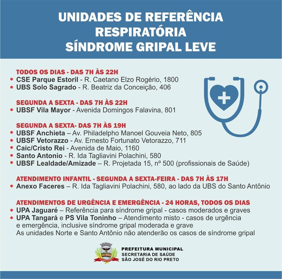 Prefeitura de Rio Preto aumentou unidades de saúde para atendimento de  síndrome gripal