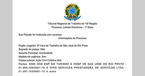 SETH entra com ação coletiva para reivindicar direitos de trabalhadores dispensados em setembro pela WWS
