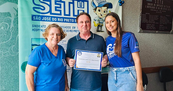 SETH recebe certificado de gratidão da Casa de Eurípedes por apoio a ações sociais