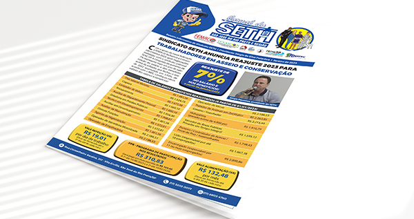 Jornal do SETH destaca o reajuste salarial 2023 dos empregados em empresas de asseio e conservação