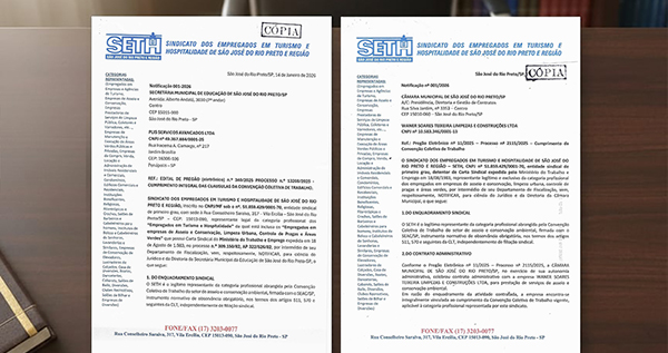 SETH notifica empresas e tomadores de serviços por descumprimento de Convenção Coletiva