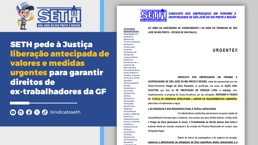Sindicato reiterou a necessidade de concessão de tutela de urgência