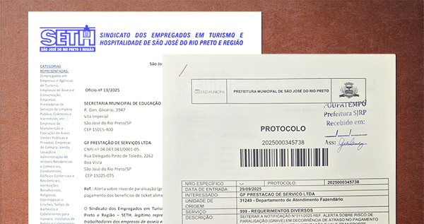 SETH alerta Prefeitura de Rio Preto que trabalhadores da GF podem paralisar atividades a partir de 2 de outubro